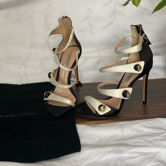 Giorgio Armani Ankle Strap Sandals |Black & White | Size:36 / US 5.5 - Picture 11 of 13